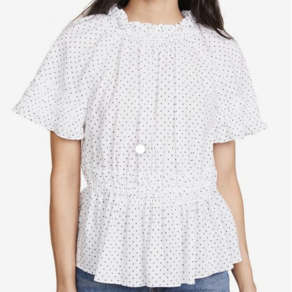 La Vie Rebecca Taylor Short Sleeve Dahlia Dot Top, sz L